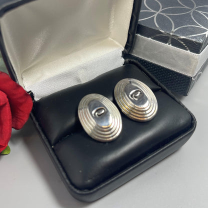 Vintage Oscar De La Renta Silver Plated Post Button Earrings "O" Logo Earrings for Women Designer Vintage Antique Jewelry for Girls