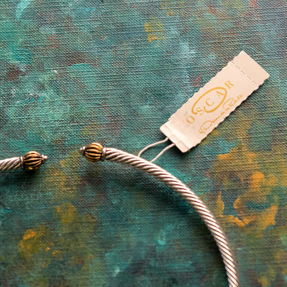 Vintage Oscar De La Renta 16 Inch Cable Wire White Gold Tone Collar Necklace #OSN-COLL-WY