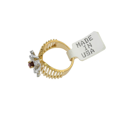 Vintage Butterfly Garnet and Clear Austrian Crystals 18kt Yellow Gold Electroplated Made in USA