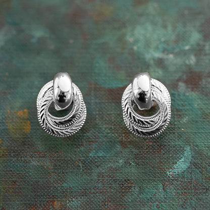 Vintage Oscar de la Renta Earrings Silver Tone Plating