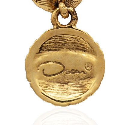 Vintage Womens Oscar De La Renta Gold Plated Weave Earrings Drop Dangle Designer Earring Jewelry For Women Handmade Antique Gold Pierced