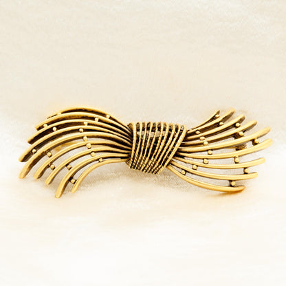 Vintage Oscar de la Renta Gold Swirl Brooch Yellow Gold Plated Designer Pin