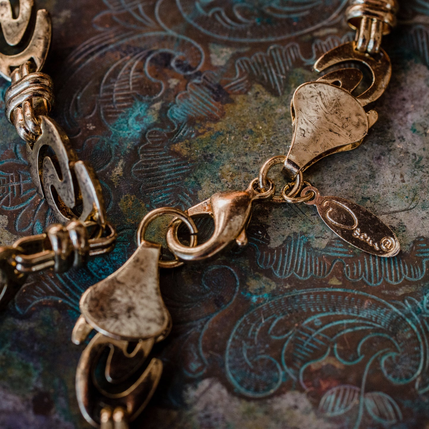 Vintage Womens Oscar de la Renta Logo Necklace 32" Gold Plated Chain Antique Designer Necklace for Mom Grandma Womens Gifts Birthday ONLY 1