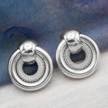 Vintage Women's Earrings Antique White Gold Pierced Earrings for Women Statement Lightweight Classic Design Earrings