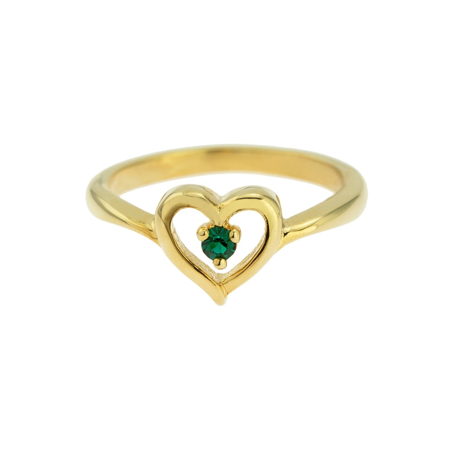 Vintage 1970s Genuine Stone or  Austrian Crystal Heart Ring 18k Yellow Gold Electroplated Made in the USA