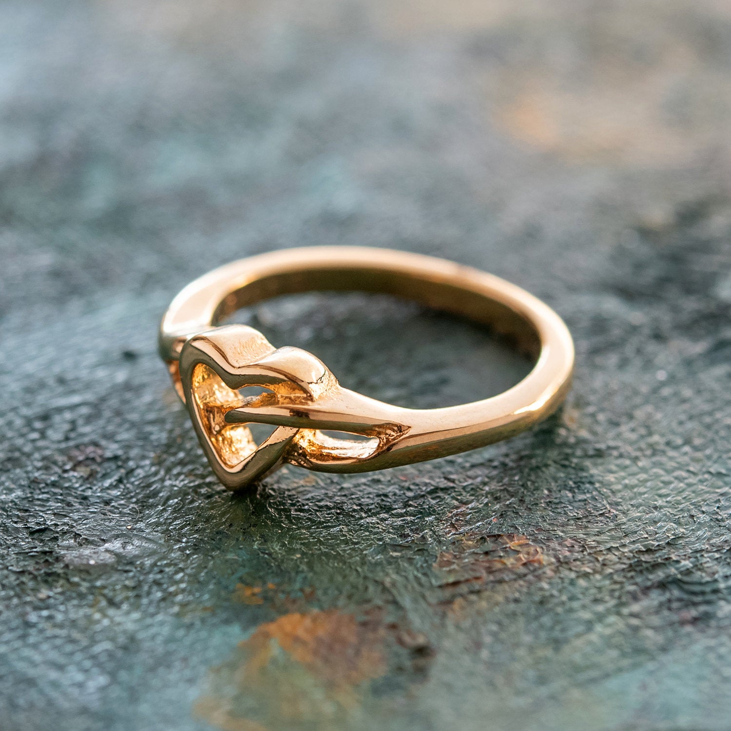 Vintage Ring 1980s Heart 18kt White Gold Silver Ring Antique