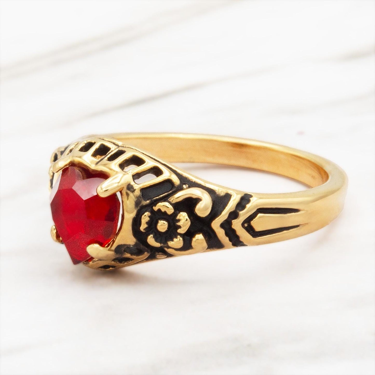 Women's Vintage Ring Austrian Crystal Antique 18k Gold Electroplated Filigree Ring R1375 Vintage Womans Ornate Antique Jewelry