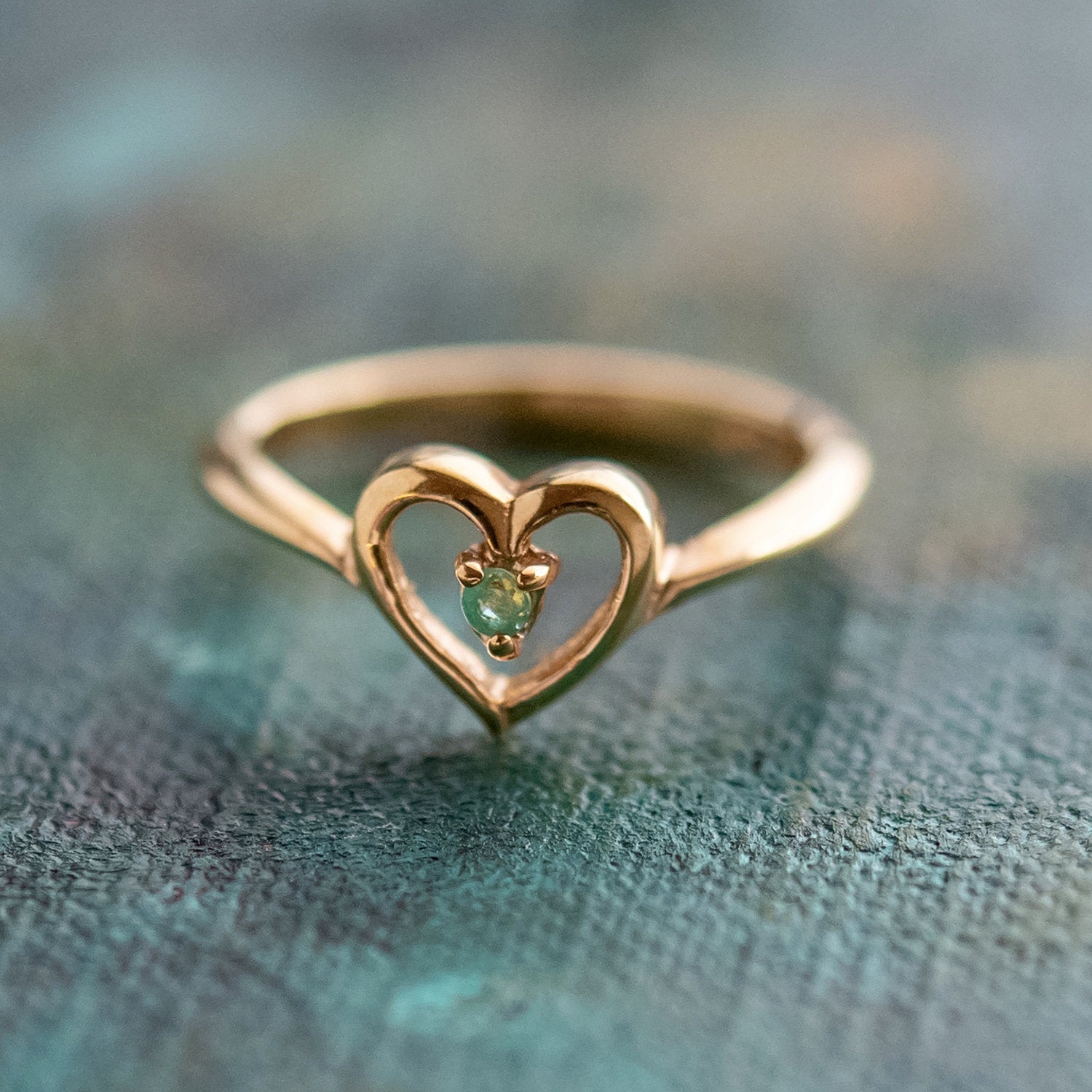 Bessie | Vintage Gold Crystal Heart Motif Cocktail Ring | PVD