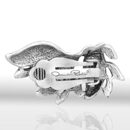 Vintage Earrings Oscar de la Renta Signed Polished Silver Clip Earrings