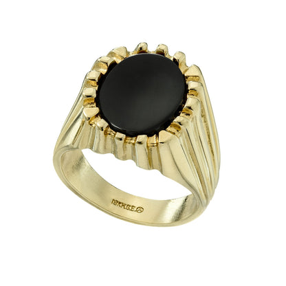 Ezekiel Ring - Vintage 1980s 18kt Gold Plated Genuine Onyx Unisex Ring jewelry image 1