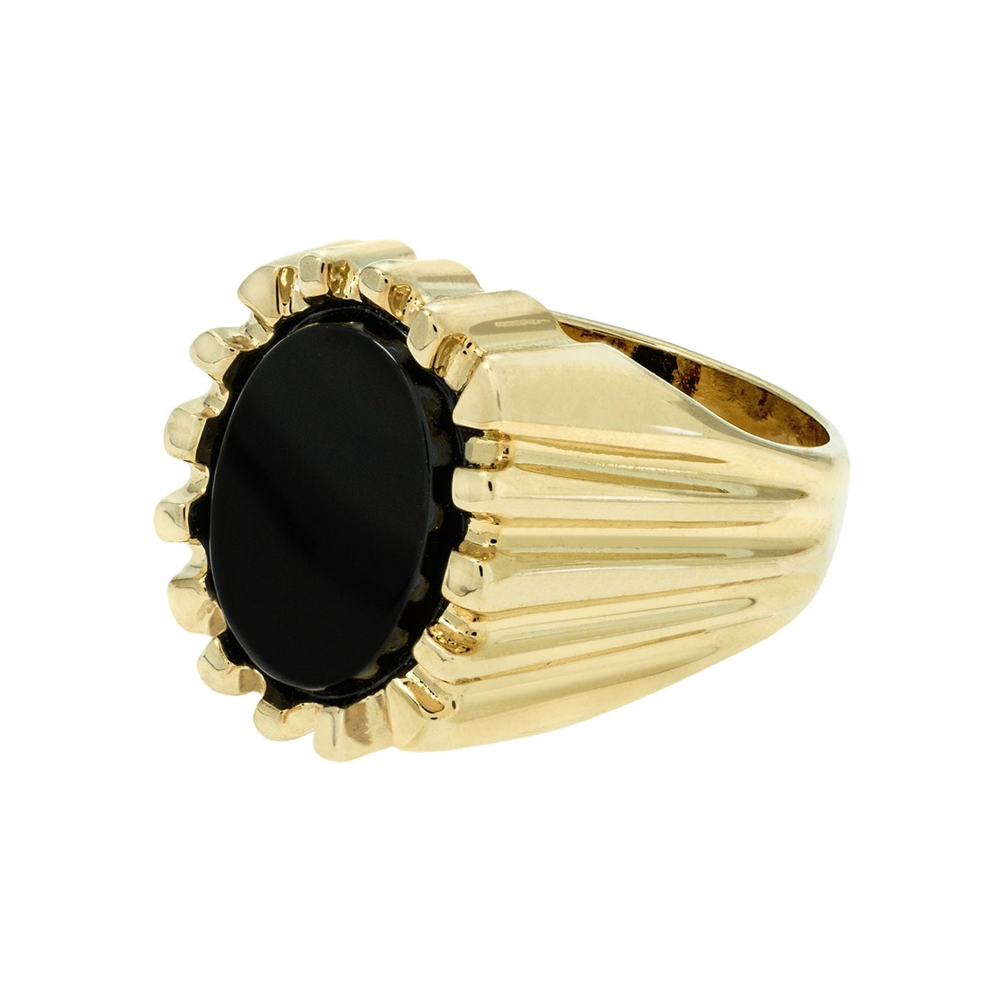 Ezekiel Ring - Vintage 1980s 18kt Gold Plated Genuine Onyx Unisex Ring jewelry image 1