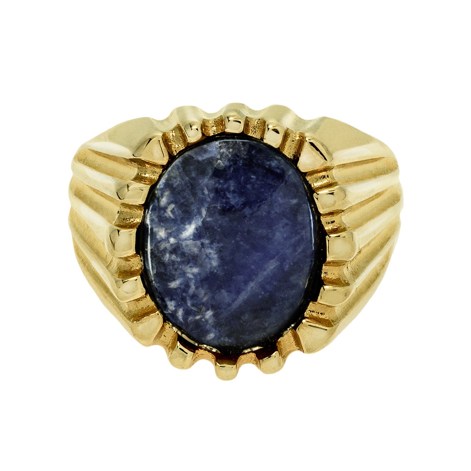 Vintage 1980s Genuine Sodalite 18kt Gold Plated Ring - Made in USA jewelry image 1