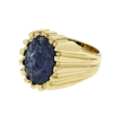 Vintage 1980s Genuine Sodalite 18kt Gold Plated Ring - Made in USA jewelry image 1