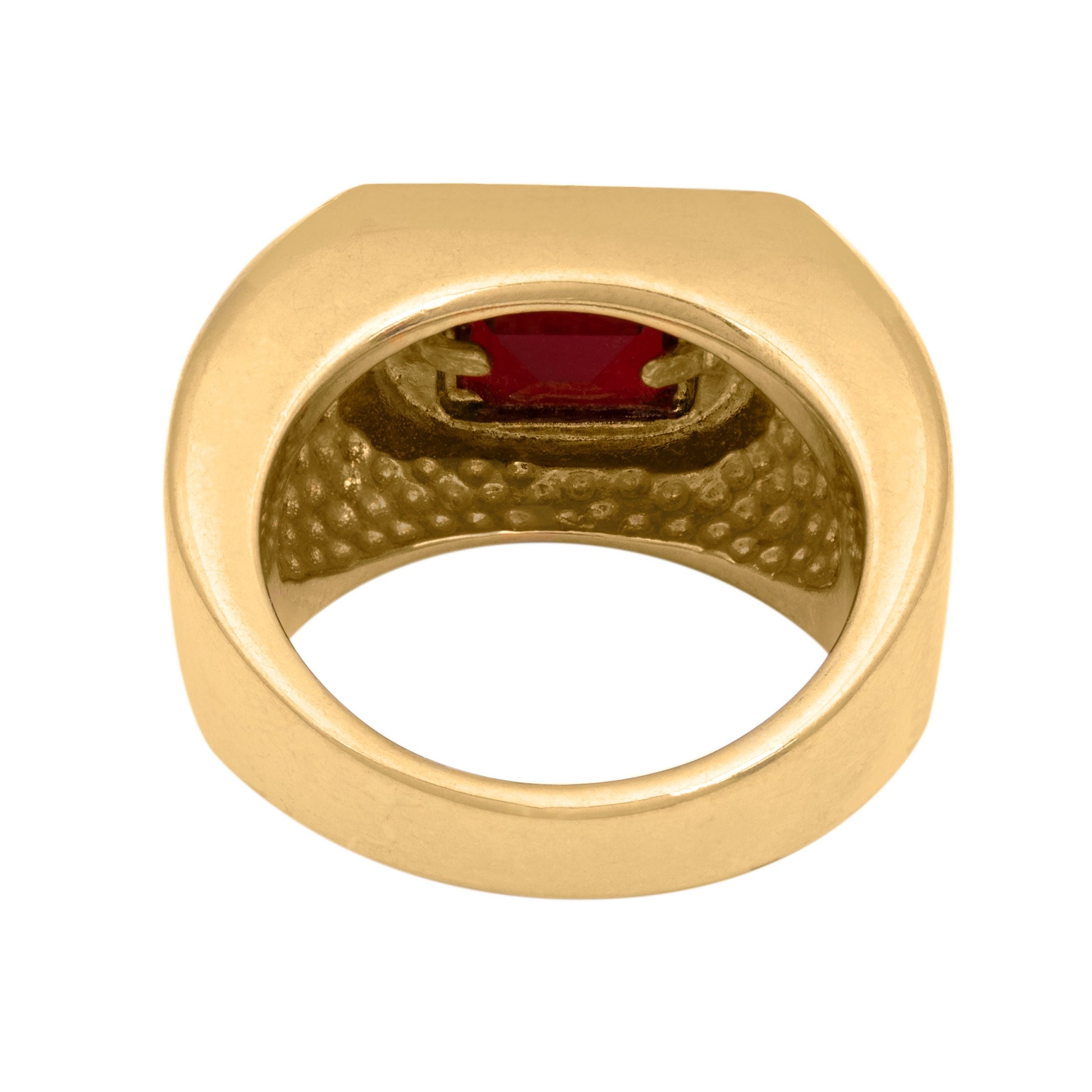 Graham Vintage 1980s Men's Ruby Crystal Ring – 18K HGE Yellow Gold Plated jewelry image 1