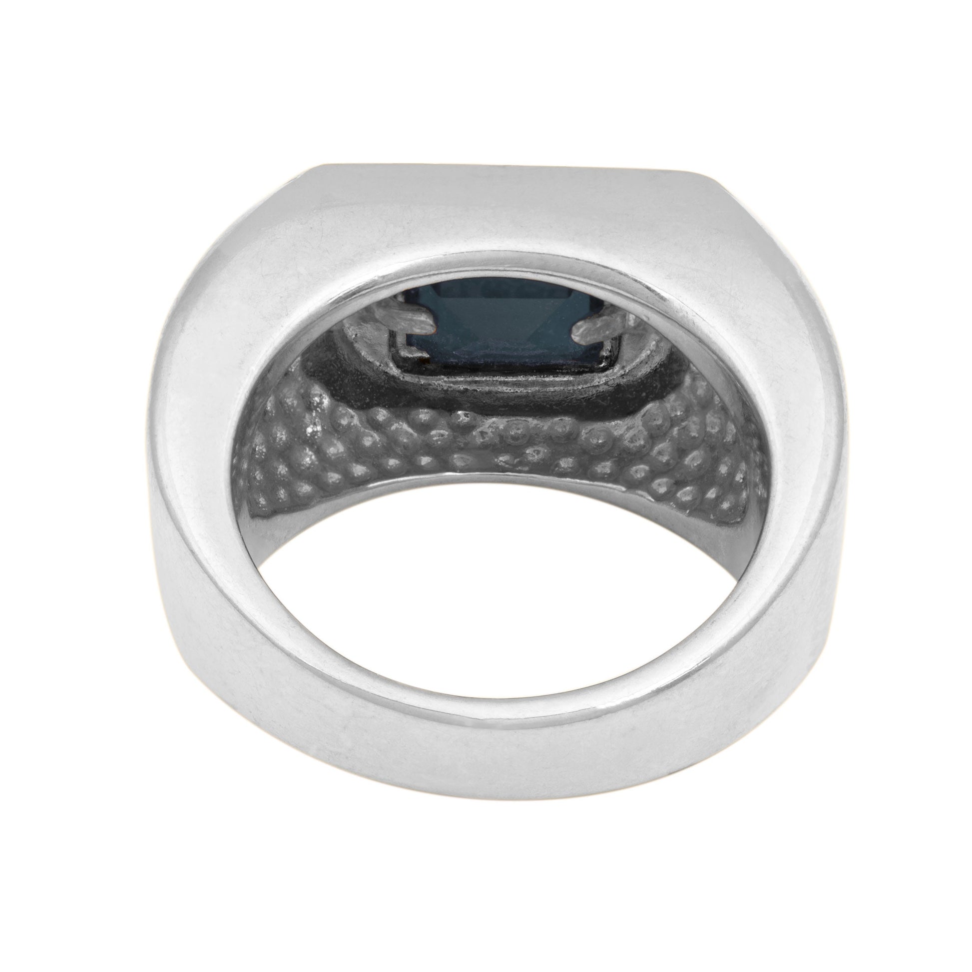 Vintage 1980s Men's Sapphire Crystal Ring - 18k HGE Silver Tone Setting jewelry image 1