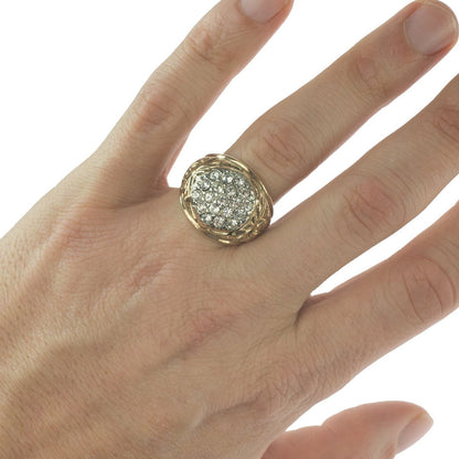 Vintage 1980s 18K Yellow Gold Electroplated Ring with Clear Austrian Crystals – Made in USA jewelry image 1