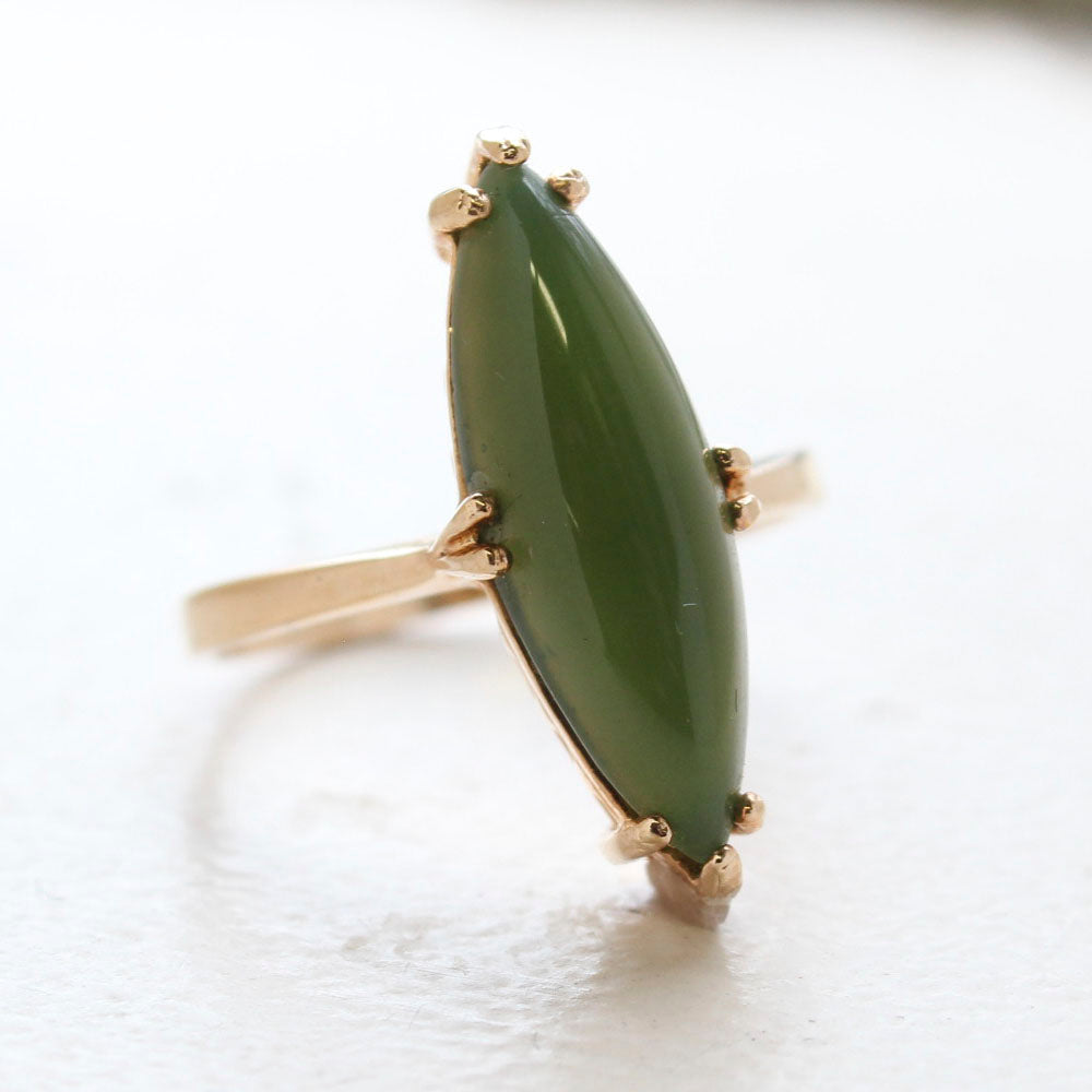 Vintage Genuine Jade Ring Genuine Stone PVD Vintage Jewelry