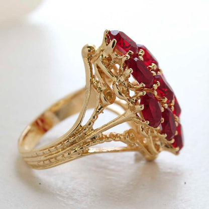 Vintage Jewelry Large Ruby Austrian Crystal Cocktail Ring