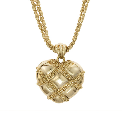 Vintage Oscar De La Renta 24 Inch Yellow Gold Tone Heart Pendant Necklace Size: Y