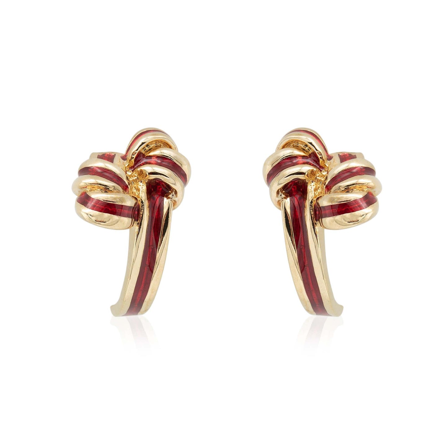 Riley Mid Century Gold and Red Enamel Post Earrings