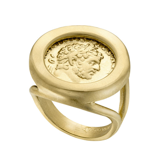 Rare Vintage Roman Emperor Antonius Pius Coin Ring Collectors Item Gold Plated. Size 5