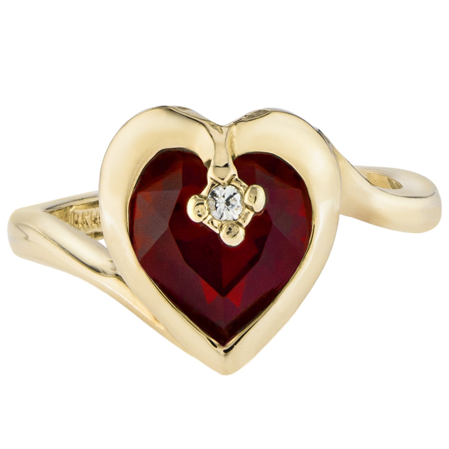 Vintage 1970s Heart Shape Ring with Clear Austrian Crystal 18k Yellow Gold Electroplated