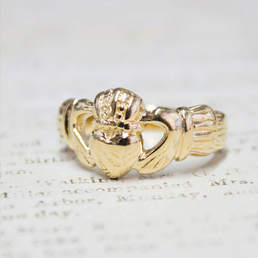 Handcrafted Vintage Ring 18k Gold Irish Claddagh Ring Antique #R1768 Antique Rings Jewelry