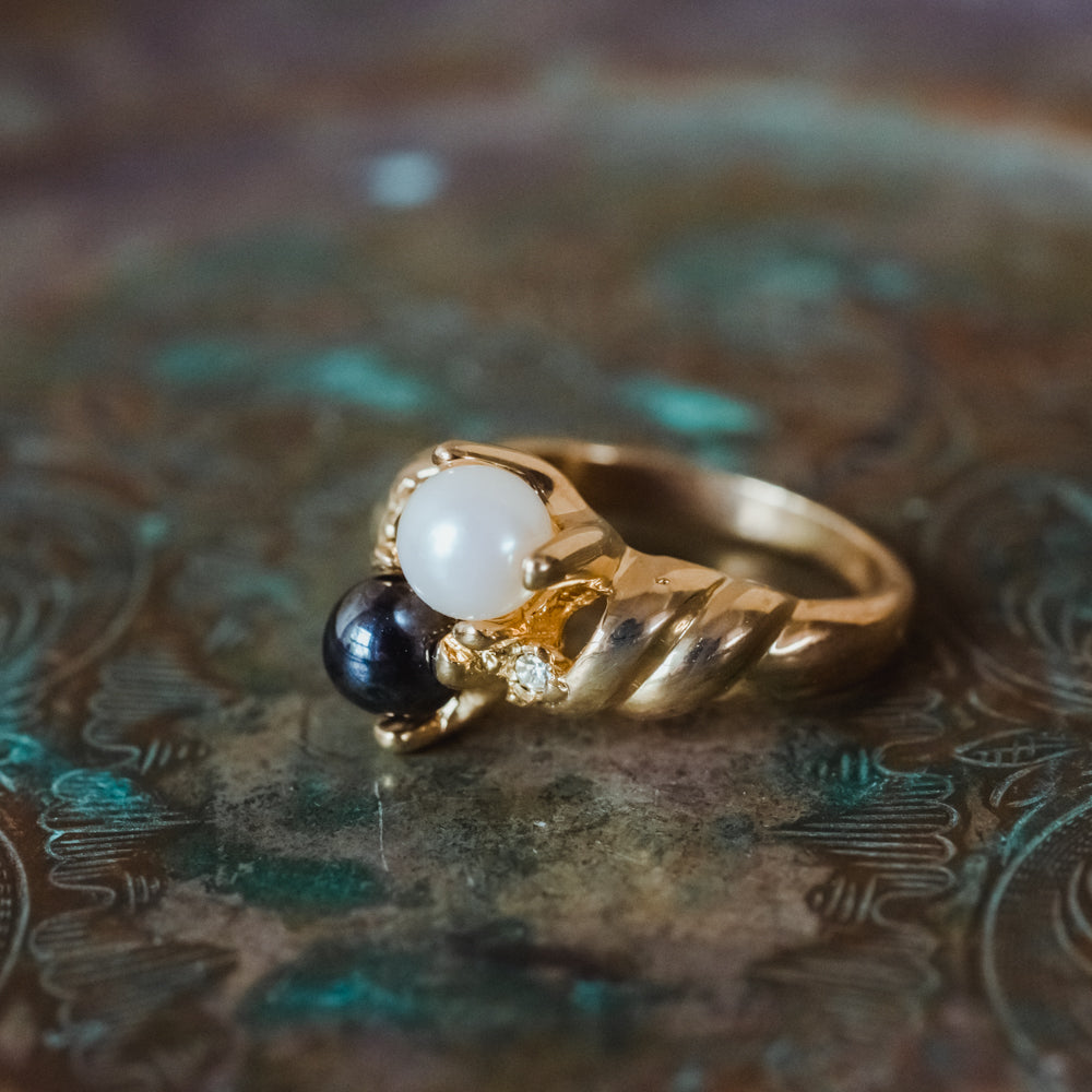 Antique Victorian Pearl and Diamond Five Stone 18ct Yellow Gold Ring B –  Lancastrian Jewellers
