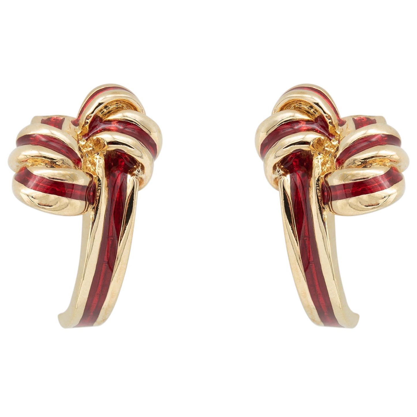 Riley Mid Century Gold and Red Enamel Post Earrings