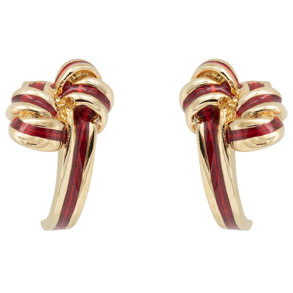 Riley Mid Century Gold and Red Enamel Post Earrings