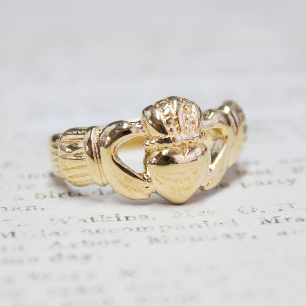 Handcrafted Vintage Ring 18k Gold Irish Claddagh Ring Antique #R1768 ...