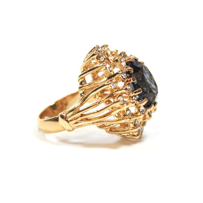 Vintage Women's Austrian Crystal Cocktail Ring 18k Gold Electroplated Birthstone Ring for Women