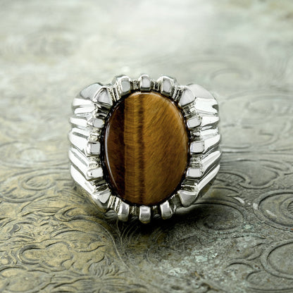 vintage-mens-ring-genuine-tiger-eye-white-gold-plated