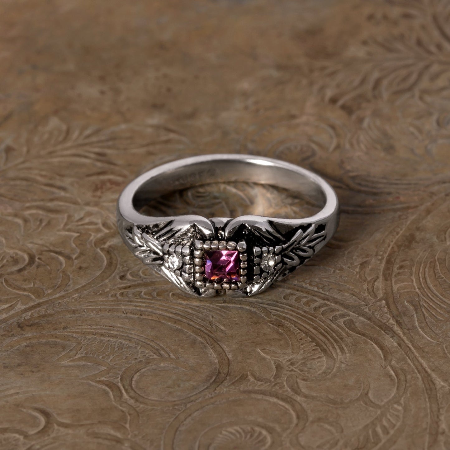 february birthstone-amethyst ring-vintage silver birthstone rings