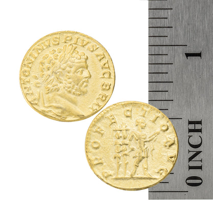 Rare Vintage Roman Emperor Antonius Pius Coin Ring Collectors Item Gold Plated. Size 5