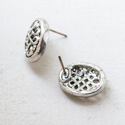 Vintage Oscar De La Renta Filigree Antiqued Silver Tone Earrings