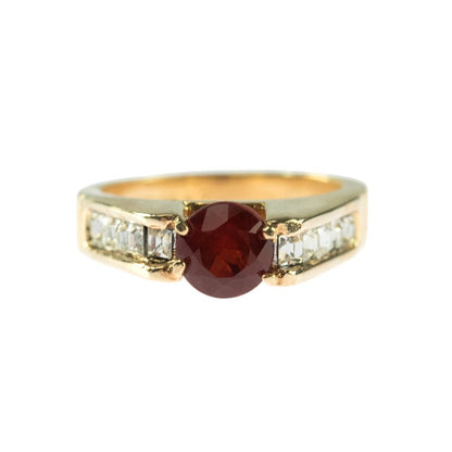 Vintage Genuine Garnet and Clear Cubic Zirconia Accents 18k Gold Plated Made in USA Size: 6