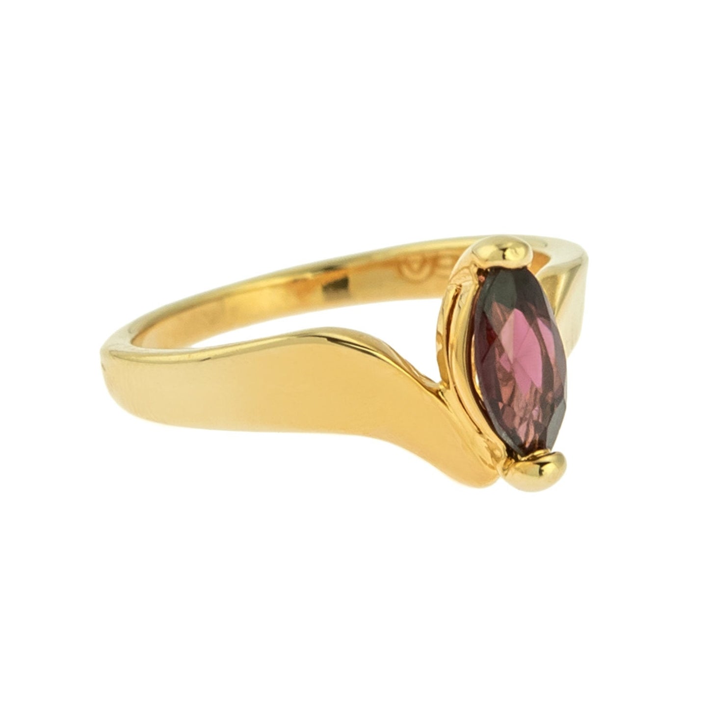 Vintage 1970's Genuine Garnet 18k Yellow Gold Electroplated Ring Made in USA Size: 6
