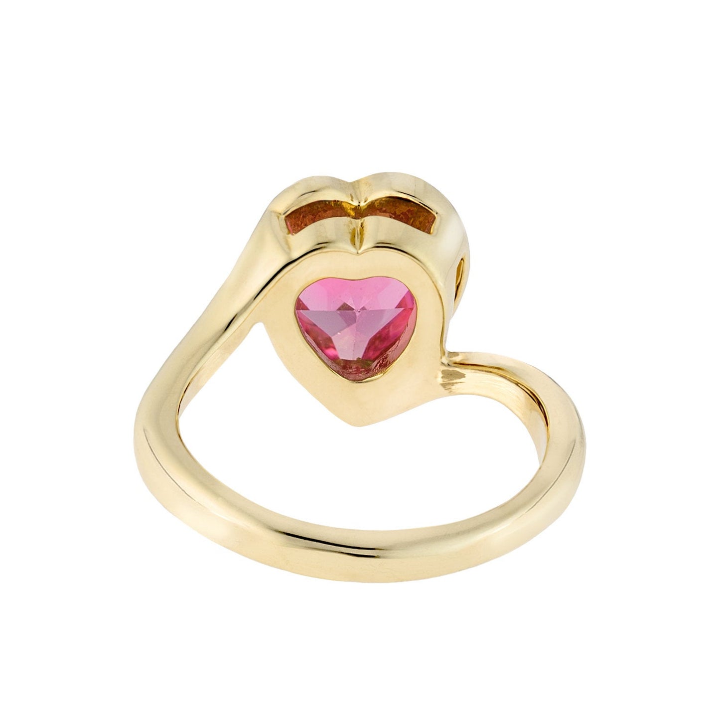 Vintage 1970s Heart Shape Ring with Clear Austrian Crystal 18k Yellow Gold Electroplated