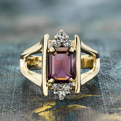 Vintage 1980s Garnet and Clear Austrian Crystals 18k Yellow Gold Electroplated January Birthstone Made in USA #R1747
