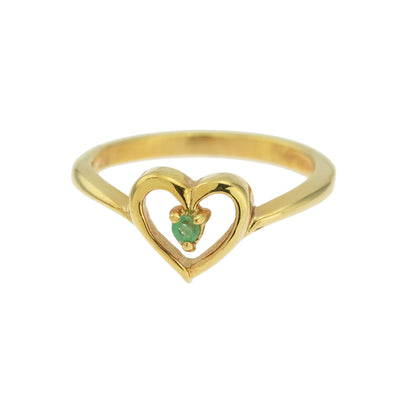 Vintage 1970s Austrian Crystal Heart Ring 18k Yellow Gold Electroplated Made in the USA