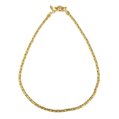 Vintage Oscar De La Renta 16 Inch Gold Tone Rounded Cobra Chain Necklace Toggle Clasp Size: G