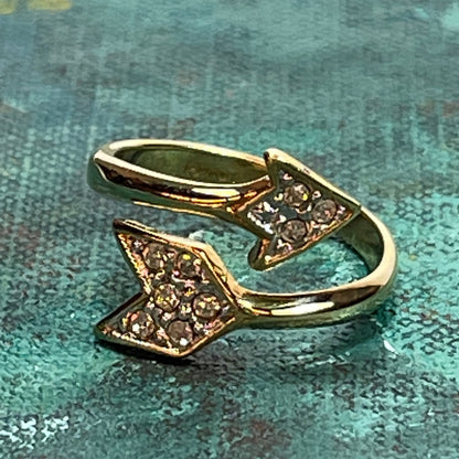 vintage-gold-arrow-ring-clear-Austrian-crystals