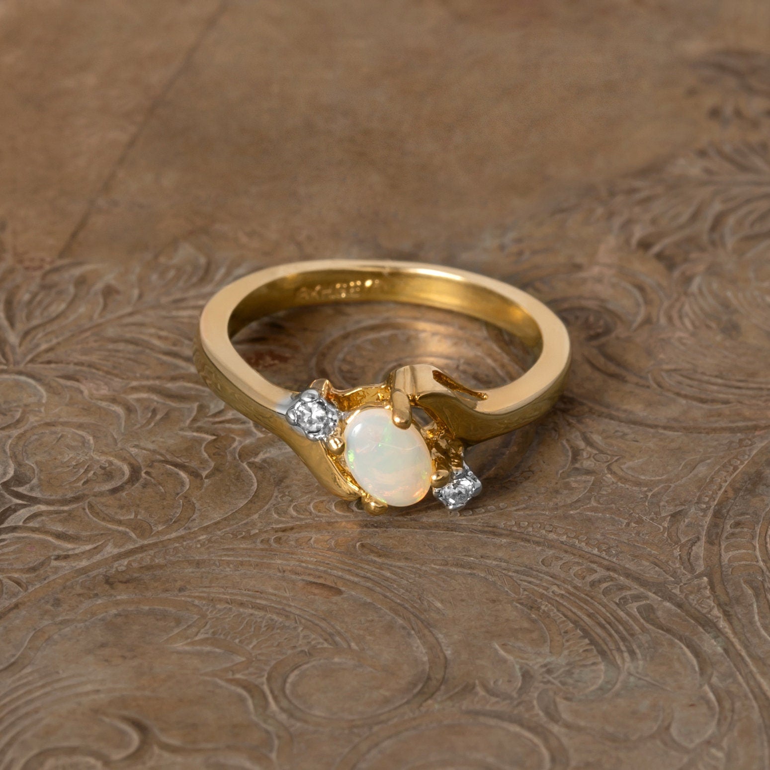 opal stone-october birthstone-dainty ring-small stone-layering