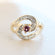 Vintage Ring 18k Yellow Gold Electroplated with Alexandrite and Clear Crystals made in the USA