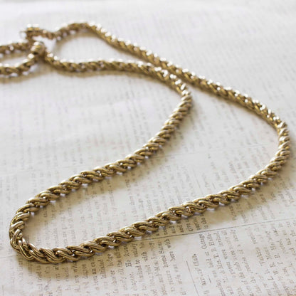 Vintage Necklace Oscar De La Renta 32 Inch Antique Gold Tone Heavy Chunky Rope Chain Necklace Designer Estate #OS104