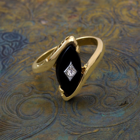 vintage rings-onyx ring-gold rings