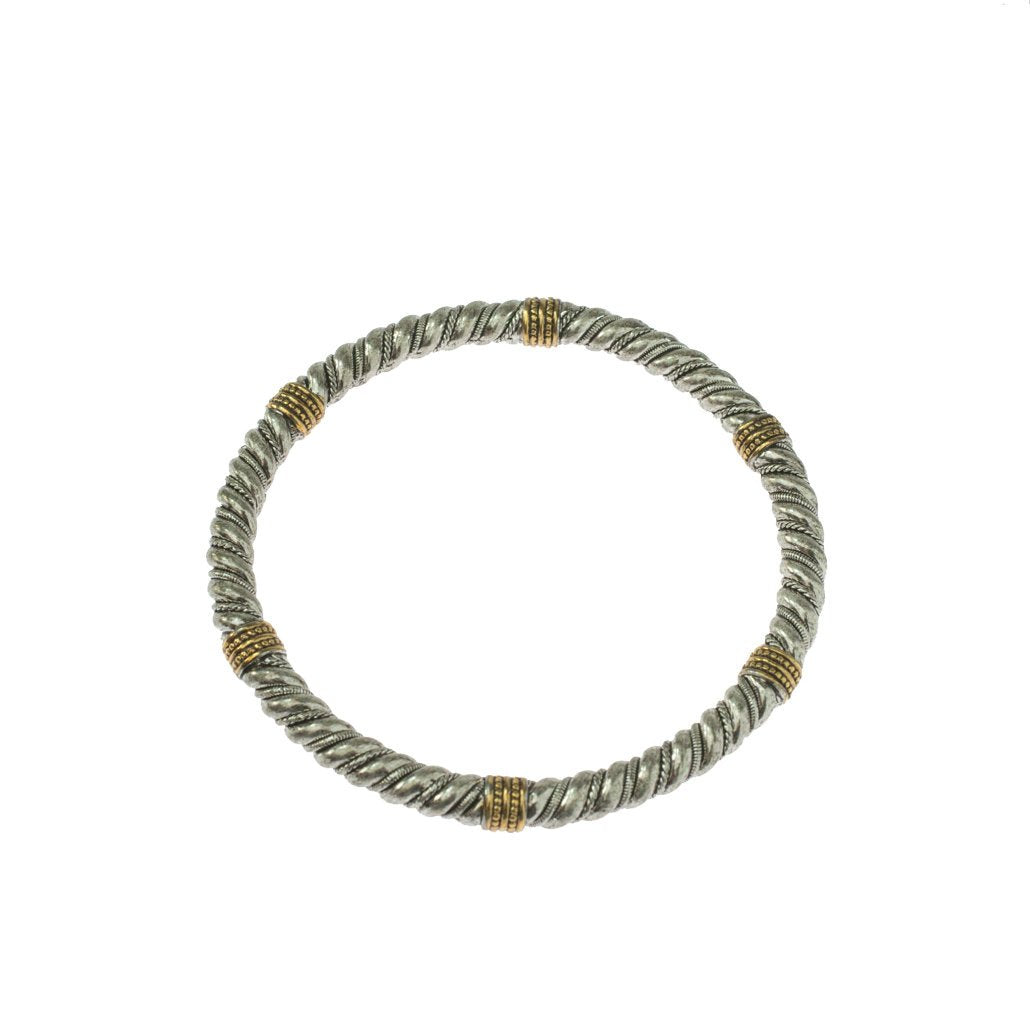 Vintage Ring Oscar De La Renta Textured Antique Silver Tone with Gold Tone Accents Bangle #OSB-138-TT Size: undefined