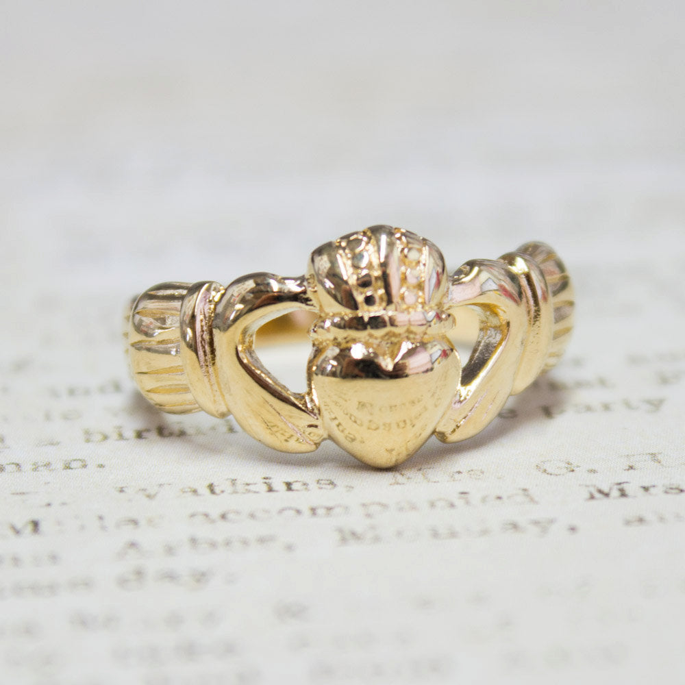 Handcrafted Vintage Ring 18k Gold Irish Claddagh Ring Antique #R1768 Antique Rings Jewelry