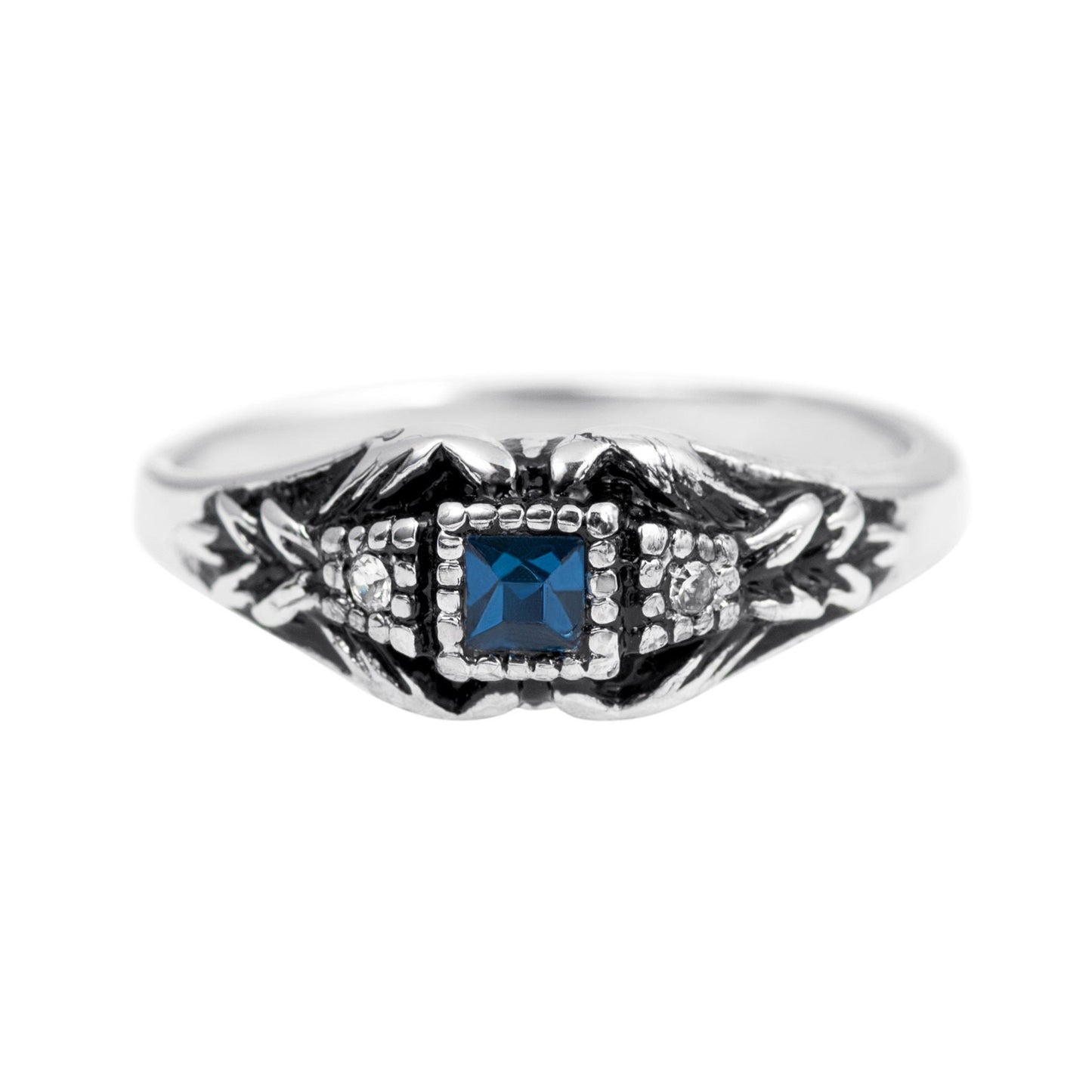 vintage-sapphire-clear-Austrian-crystal-antique-white-gold-plated-ring